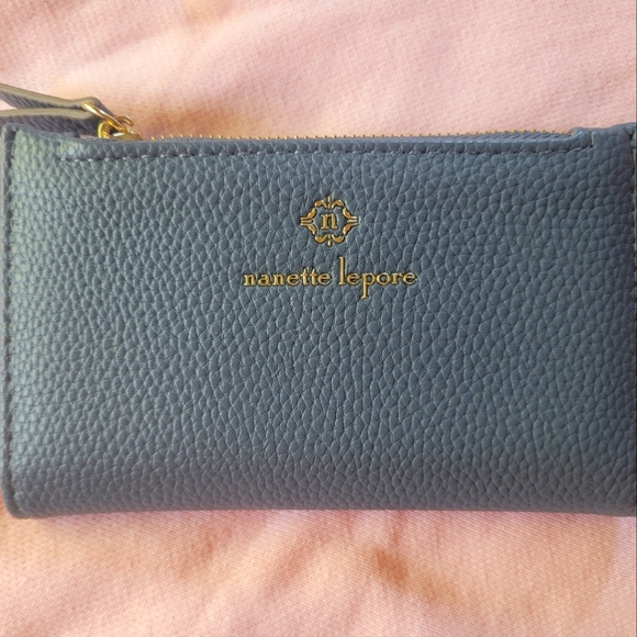 Womens nanette lepore slim card wallet navy gold - Picture 3 of 4